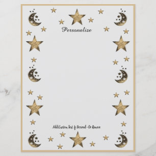 Cosmic Moon & Stars Black & Gold Personalize