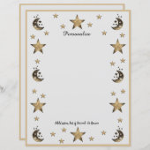 Cosmic Moon & Stars Black & Gold Personalize (Voorkant / Achterkant)