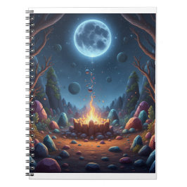 Cosmic Moonlight Campfire Fantasy Spiral Notebook Notitieboek