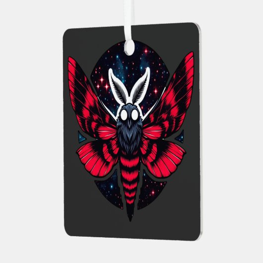 Cosmic Moth - Kunst Folklore Mothman Metalen Ornament (Voorkant links)