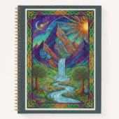 Cosmic Mountain Waterfall Zentangle Nature Journal (Devant)