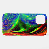 Cosmic Neon Flow iPhone Case – Rood & Blauw Abstra iPhone Hoesje (Achterkant horizontaal)