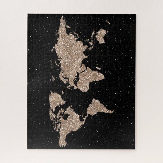 Cosmic Night Galaxy & Roos Gold Glitter Wereldkaar Legpuzzel (Verticaal)