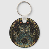 Cosmic Oracle Owl • Mystical Celestial Sleutelhanger (Voorkant)