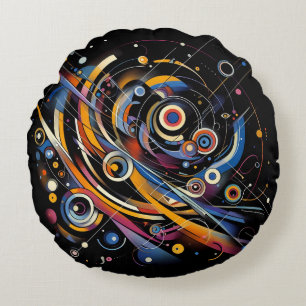 Cosmic Orbit Geometry - Abstracte cirkel en lijnku Rond Kussen