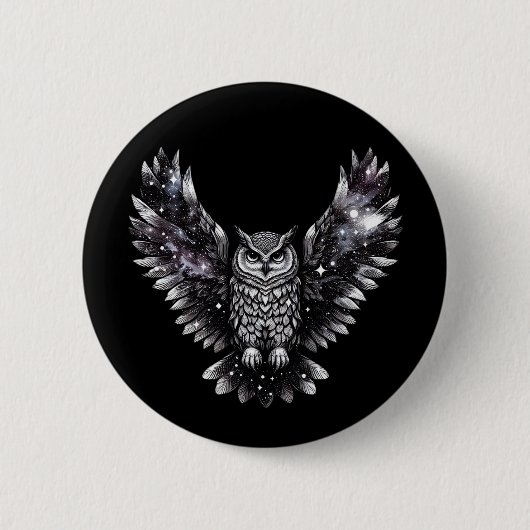 Cosmic Owl Majesty Ronde Button 5,7 Cm (Voorkant)