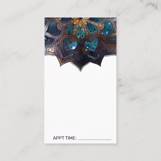 Cosmic Paars Boho Mandala Massage Therapy Visitekaartje (Achterkant)