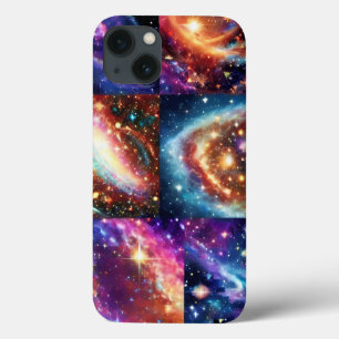 Cosmic paars goudroze nachtelijke melkwegcollage iPhone 13 hoesje