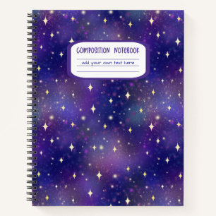 Cosmic Paarse Galaxy Stars Compositie Notitieboek
