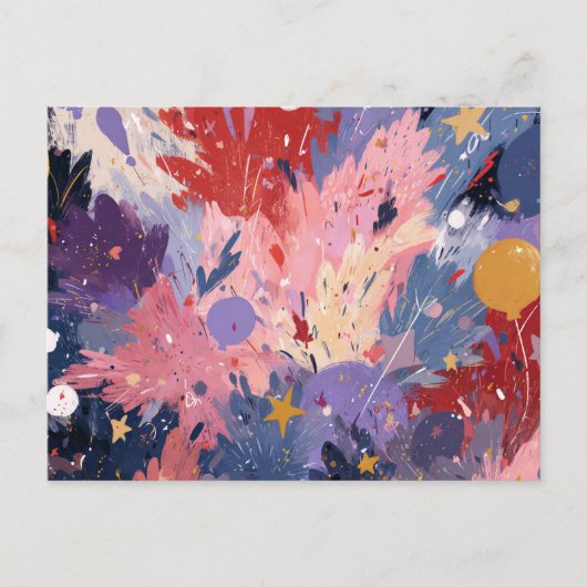 Cosmic Party Abstract Explosion Briefkaart (Voorkant)