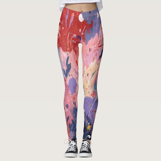 Cosmic Party Abstract Explosion Leggings (Voorkant)