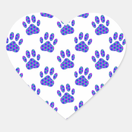 Cosmic Paw Print Pattern Hart Sticker (Voorkant)