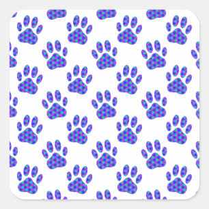 Cosmic Paw Print Pattern Vierkante Sticker