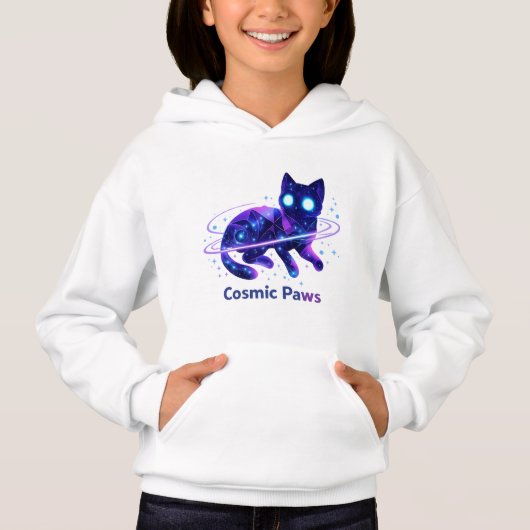 Cosmic Paws Galaxy Cat Kids Hoodie (Devant)