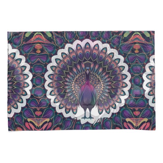 Cosmic Peacock Mandala Kussensloop (Voorkant-Rechts)