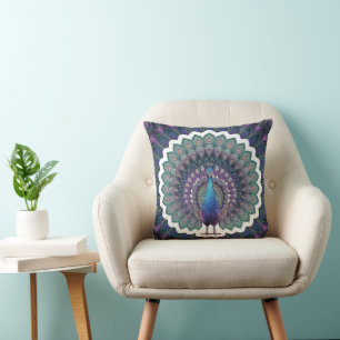 Cosmic Peacock Mandala Sierkussen