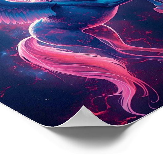 Cosmic Pegasus Wall Art – Neon Blue Poster (Hoek)