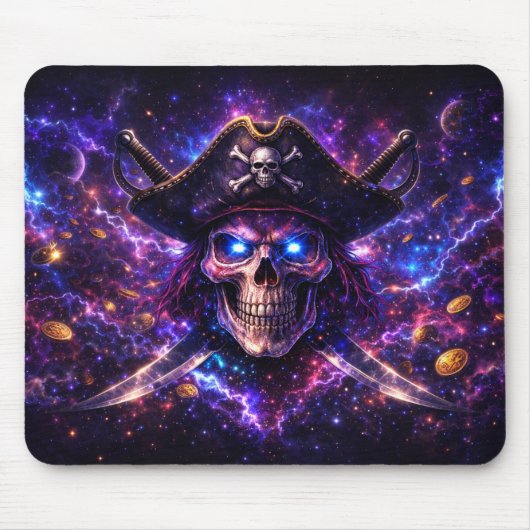 Cosmic Pirate Skull Galaxy Gaming Mouse Pad Muismat (Voorkant)