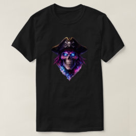 Cosmic Pirate Skull Galaxy Graphic T-Shirt
