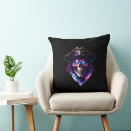 Cosmic Pirate Skull Galaxy Throw Pillow Kussen