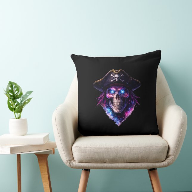 Cosmic Pirate Skull Galaxy Throw Pillow Kussen (Stoel)