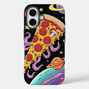 Cosmic Pizza Slice: Eigenzinnig Ruimteavontuur iPhone 16 Hoesje