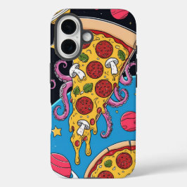 Cosmic Pizza Slice: Eigenzinnig Ruimteavontuur iPhone 16 Hoesje