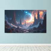 Cosmic Planetscape Swirling Galaxies Canvas Afdruk (Insitu (Houten vloer))