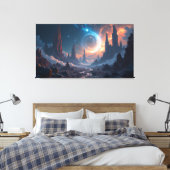 Cosmic Planetscape Swirling Galaxies Canvas Afdruk (Insitu (Slaapkamer))