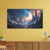 Cosmic Planetscape Swirling Galaxies Canvas Afdruk (Insitu (Woonkamer))