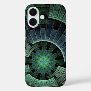 Cosmic Pod Green Geometrisch Abstract iPhone 16 Hoesje
