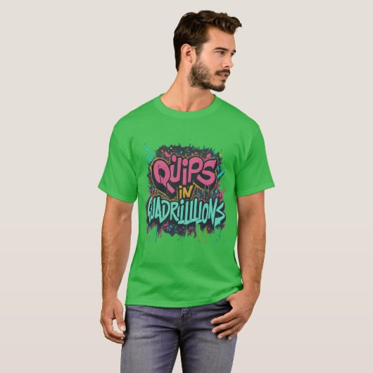 Cosmic Quips T-Shirt design en vert (Devant entier)