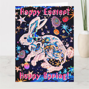 Cosmic Rabbit in Sky met sterren en eieren Kaart