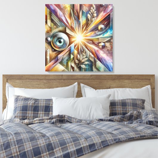 Cosmic Radiance Geometric Eye Abstracte kunst Canvas Afdruk (Insitu (Slaapkamer))