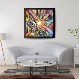 Cosmic Radiance Geometric Eye Abstracte kunst Canvas Afdruk