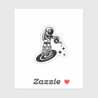 Cosmic Rain – Astronaut Watering Stars Sticker 