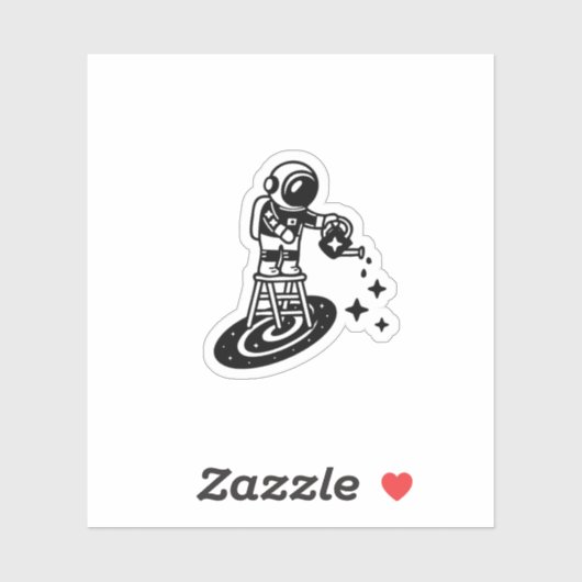 Cosmic Rain – Astronaut Watering Stars Sticker (Feuille)