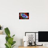 Cosmic Red Blue Explosion Outerspace CosmicArt Poster (Thuiskantoor)