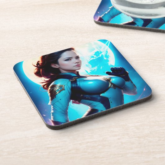 Cosmic Retro 50's Sci-Fi Nova Space Ranger Bier Onderzetter (Linkerzijde)