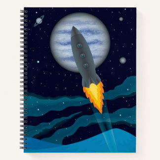 Cosmic Rocketship Scene Notitieboek