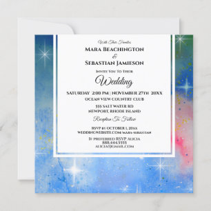 *~* Cosmic RSVP Website Nebula Celestial Wedding Kaart