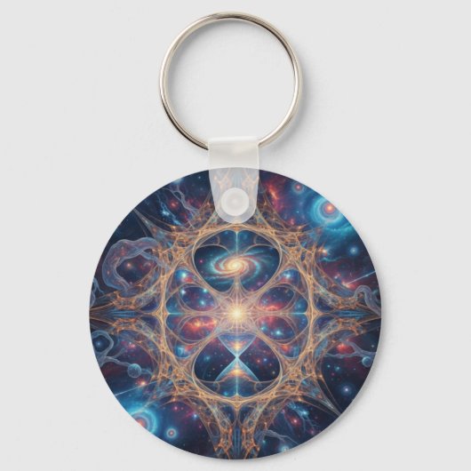 Cosmic Sacred Geometry Galaxy Mandala Art Sleutelhanger (Voorkant)