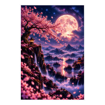 Cosmic Sakura: Maanverlichte Bloesems Fantasie Rui