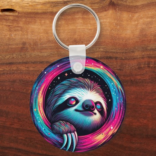 Cosmic Sloth Galaxy Art Sleutelhanger (Voorkant)