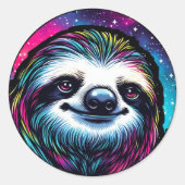 Cosmic Sloth Ronde Sticker (Voorkant)