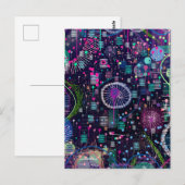 Cosmic Snow Storm: Abstract Maximalism Art Briefkaart (Voorkant / Achterkant)