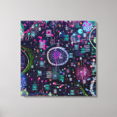 Cosmic Snow Storm: Abstract Maximalism Art Canvas Afdruk (Voorkant)