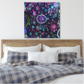 Cosmic Snow Storm: Abstract Maximalism Art Canvas Afdruk (Insitu (Slaapkamer))