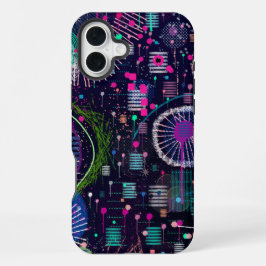 Cosmic Snow Storm: Abstract Maximalism Art iPhone 16 Plus Hoesje