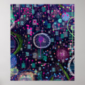 Cosmic Snow Storm: Abstract Maximalism Art Poster (Voorkant)